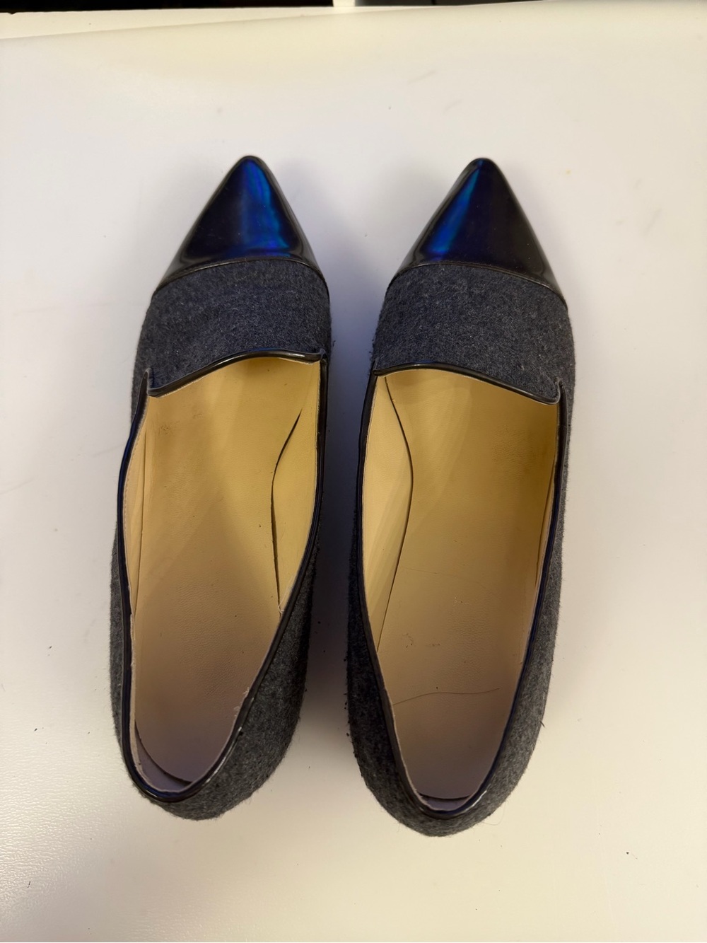 Nine West Gray Felt Pointed Toe Cap Toe Flats | Women’s Size 9M